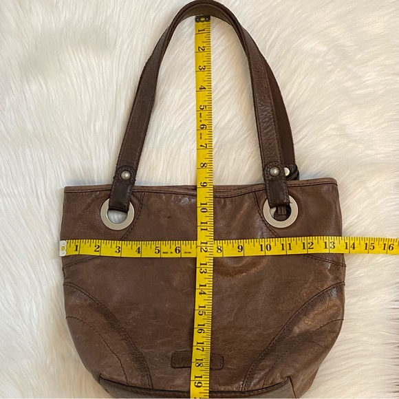 Fossil Brown Leather Shoulder Purse Rhinestones - Picture 5 of 12